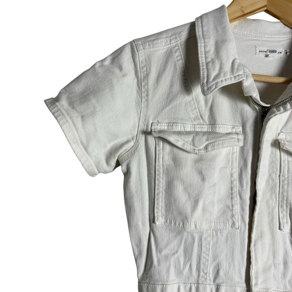 Good American Fit For Success White Denim Short Sleeve Jumpsuit Size Small - Picture 8 of 15